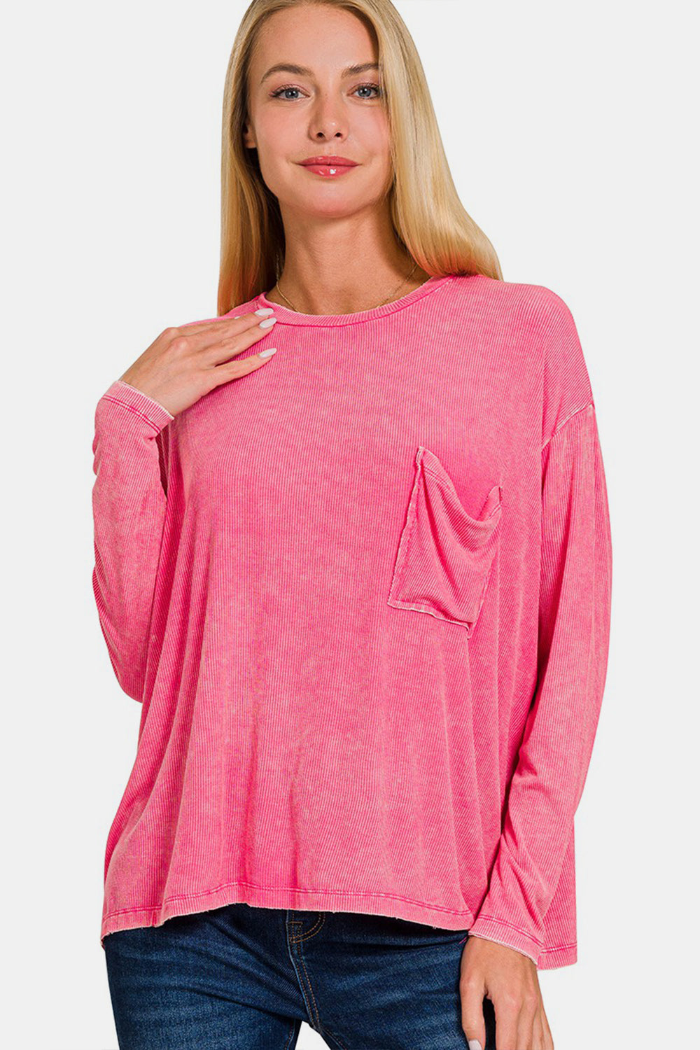 Zenana Round Neck Long Sleeve T-Shirt - Charming Charlie