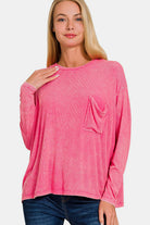 Zenana Round Neck Long Sleeve T-Shirt - Charming Charlie
