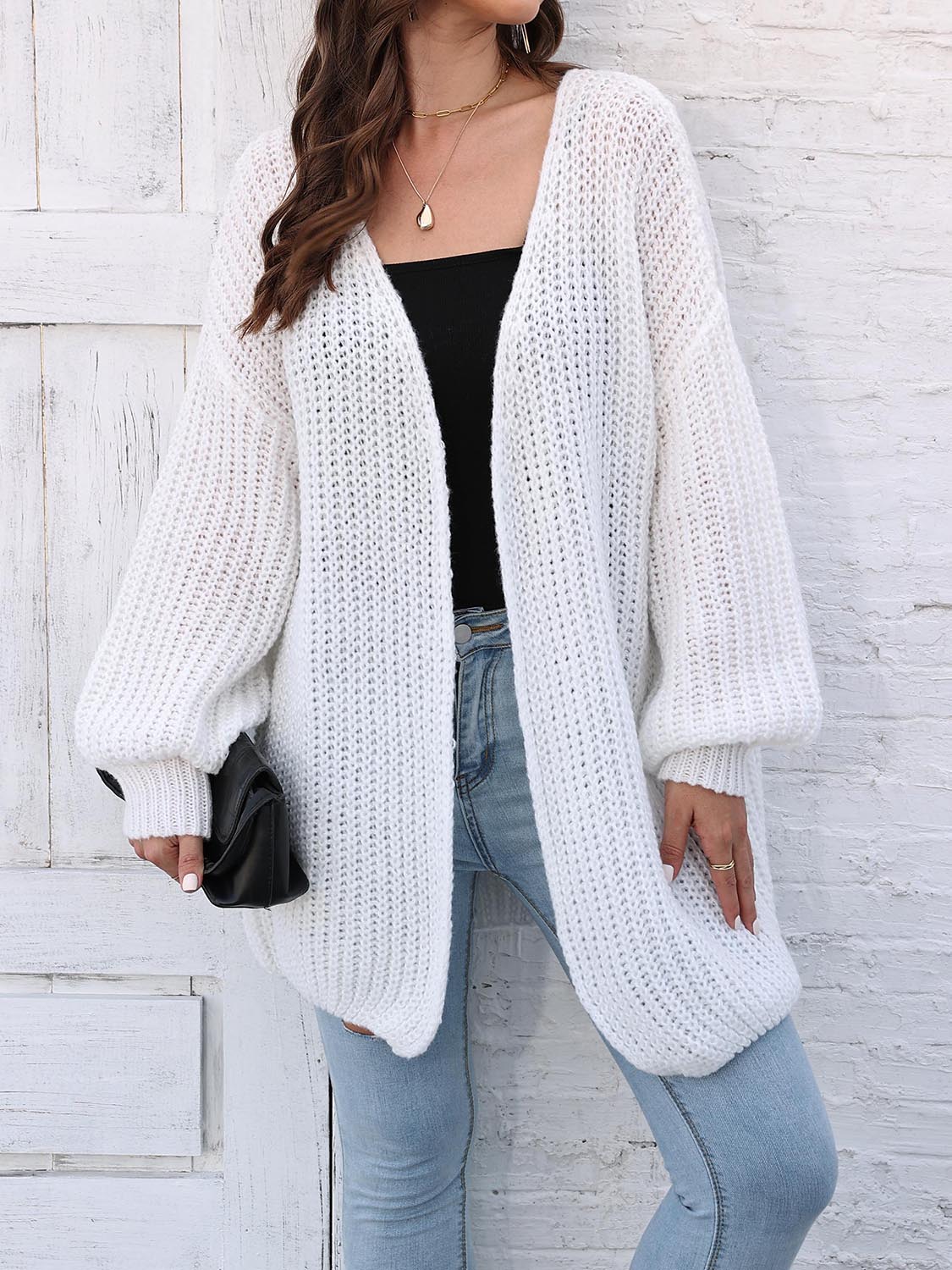 Open Front Dropped Shoulder Longline Cardigan – Charming Charlie