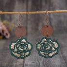 Wooden Alloy Rose Shape Dangle Earrings - Charming Charlie