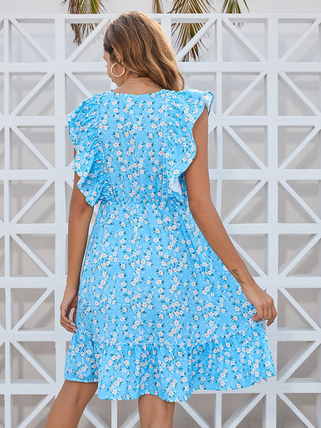 Ruffled Ditsy Floral Surplice Mini Dress – Charming Charlie