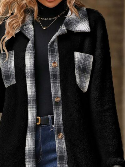 Plaid Contrast Dropped Shoulder Coat main image 0
