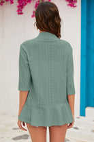 Eyelet Open Front Cardigan - Charming Charlie