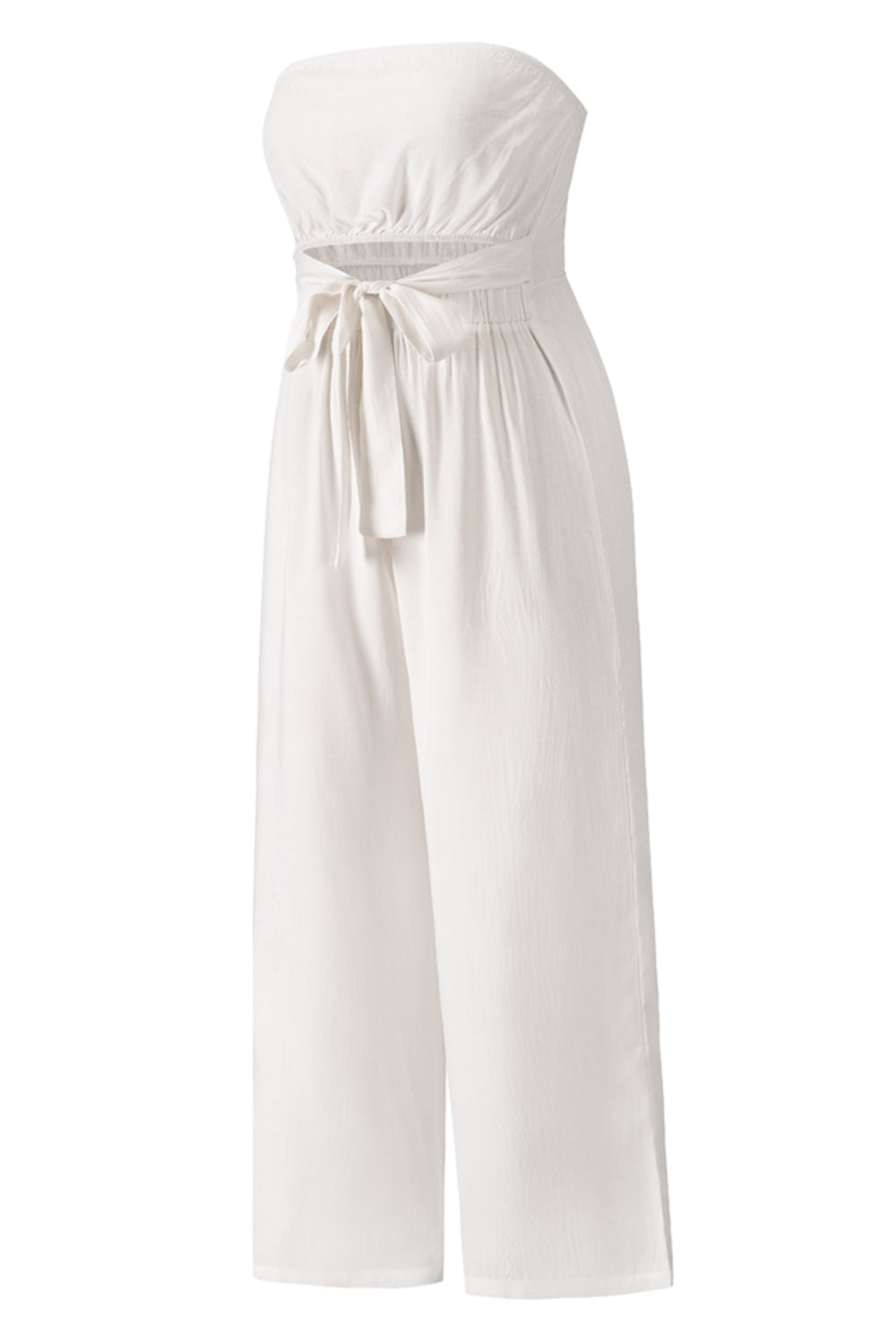 Tied Cutout Tube Wide Leg Jumpsuit - Charming Charlie