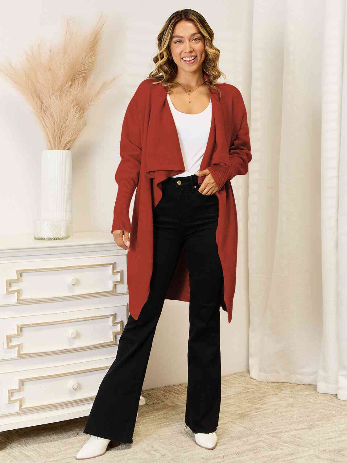 Long Sleeve Open Front Longline Cardigan – Charming Charlie