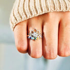 925 Sterling Silver Inlaid Zircon Lotus Shape Ring - Charming Charlie