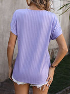 Textured Surplice Short Sleeve Blouse - Charming Charlie