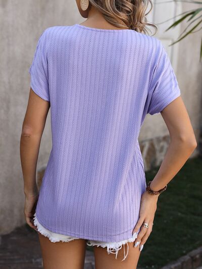 Textured Surplice Short Sleeve Blouse - Charming Charlie