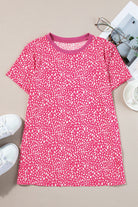 Animal Print Round Neck Short Sleeve T-Shirt - Charming Charlie