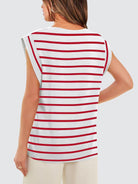 Striped Round Neck Cap Sleeve T-Shirt - Charming Charlie