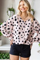 Printed Button Up Flounce Sleeve Shirt - Charming Charlie