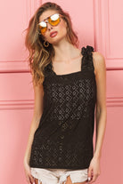 BiBi Eyelet Ruffle Wide Strap Tank - Charming Charlie