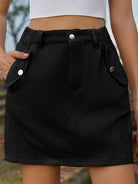 Pocketed Buttoned Mini Denim Skirt - Charming Charlie