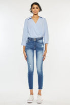 Kancan Distressed Raw Hem High Waist Jeans - Charming Charlie