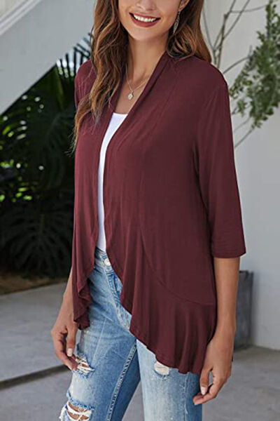 Open Front Three-Quarter Sleeve Cardigan - Charming Charlie