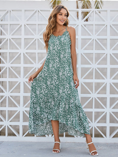 Printed Scoop Neck Midi Cami Dress