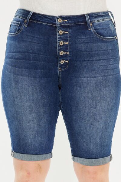 Kancan Full Size Cat's Whiskers Button Fly Denim Shorts - Charming Charlie