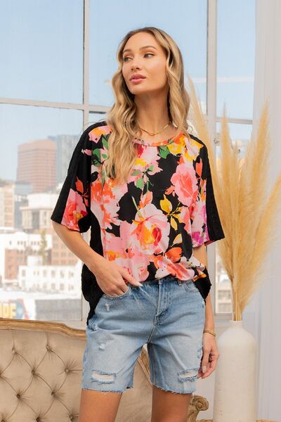 Sew In Love Full Size Floral Round Neck Short Sleeve T-Shirt - Charming Charlie