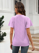 Eyelet V-Neck Short Sleeve Blouse - Charming Charlie