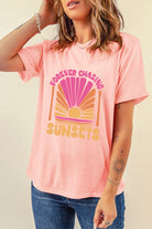 FOREVER CHASING SUNSETS Round Neck T-Shirt - Charming Charlie