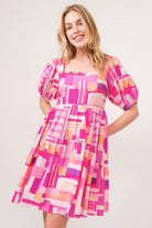 And The Why Color Block Puff Sleeve Dress - Charming Charlie