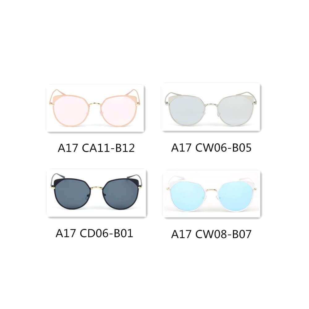 HERSHEY | A17 - Women's Flat Lens Metal Frame Cat Eye Sunglasses - Cramilo Eyewear - Stylish Trendy Affordable Sunglasses Clear Glasses Eye Wear Fashion