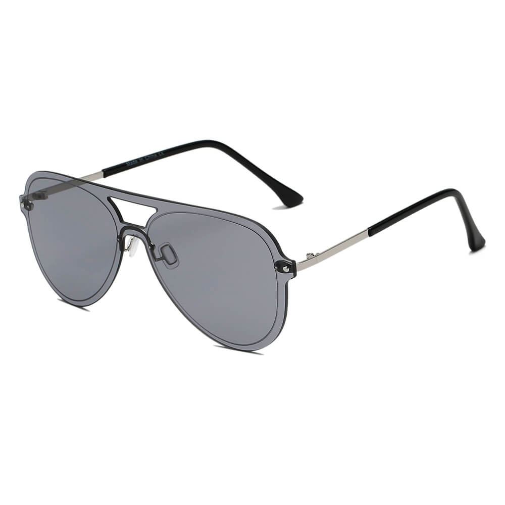 BELFAST | S2065 - Unisex Flat Single Lens Aviator Fashion Sunglasses - Cramilo Eyewear - Stylish Trendy Affordable Sunglasses Clear Glasses Eye Wear Fashion