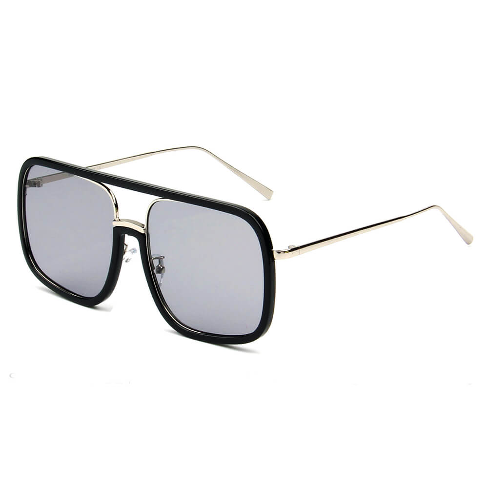 MAGNA | S3004 - Oversized Pillowed Square Fashion Rim Aviator Design Sunglasses - Cramilo Eyewear - Stylish Trendy Affordable Sunglasses Clear Glasses Eye Wear Fashion