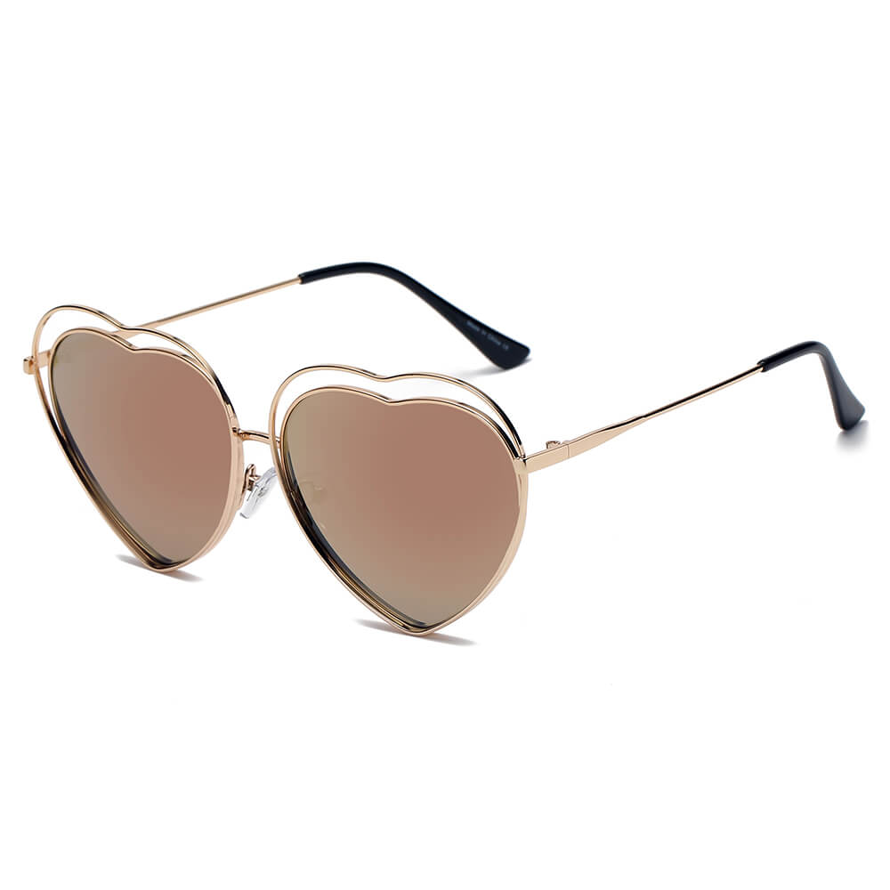 MESA | S3006 - Women Metal Halo Wire Art Heart Shape Color Lens Sunglasses - Cramilo Eyewear - Stylish Trendy Affordable Sunglasses Clear Glasses Eye Wear Fashion