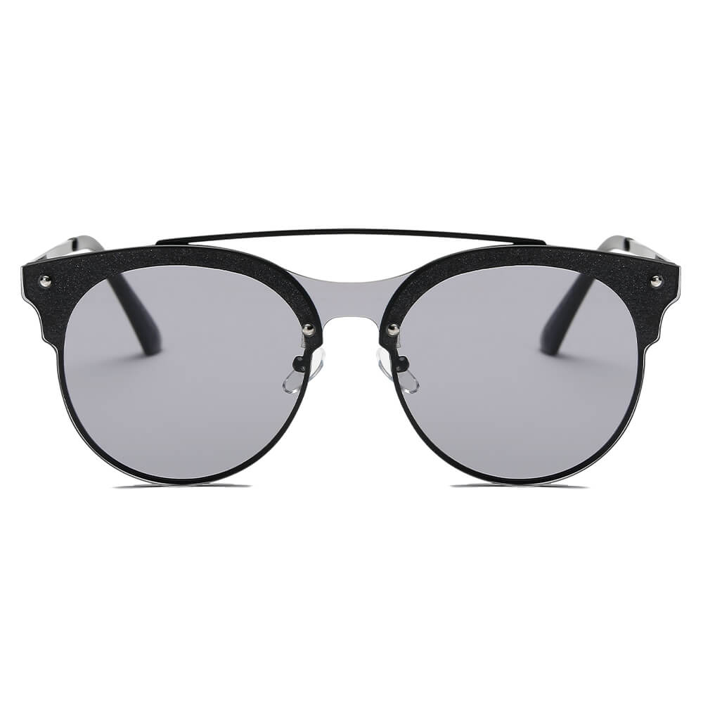 ENDICOTT | S3011 - Round Circle Brow-Bar Tinted Lens Sunglasses - Cramilo Eyewear - Stylish Trendy Affordable Sunglasses Clear Glasses Eye Wear Fashion