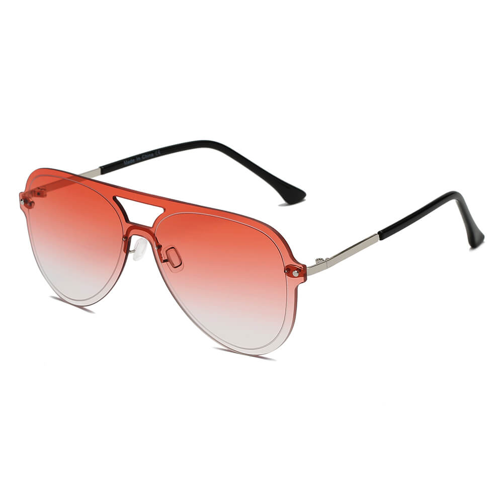 BELFAST | S2065 - Unisex Flat Single Lens Aviator Fashion Sunglasses - Cramilo Eyewear - Stylish Trendy Affordable Sunglasses Clear Glasses Eye Wear Fashion