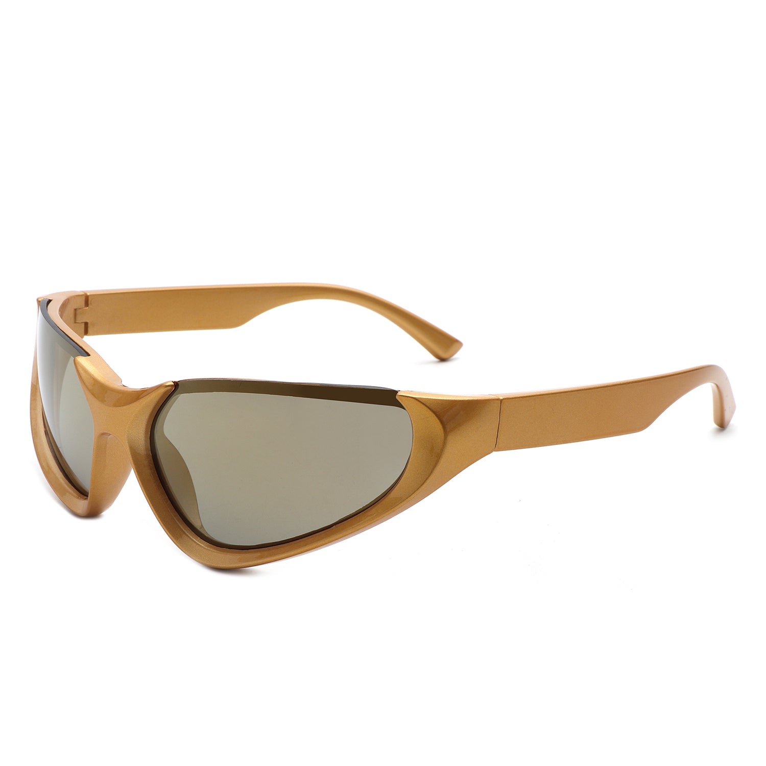 Dazzling - Rectangle Retro Fashion Wrap Around Sunglasses Brown
