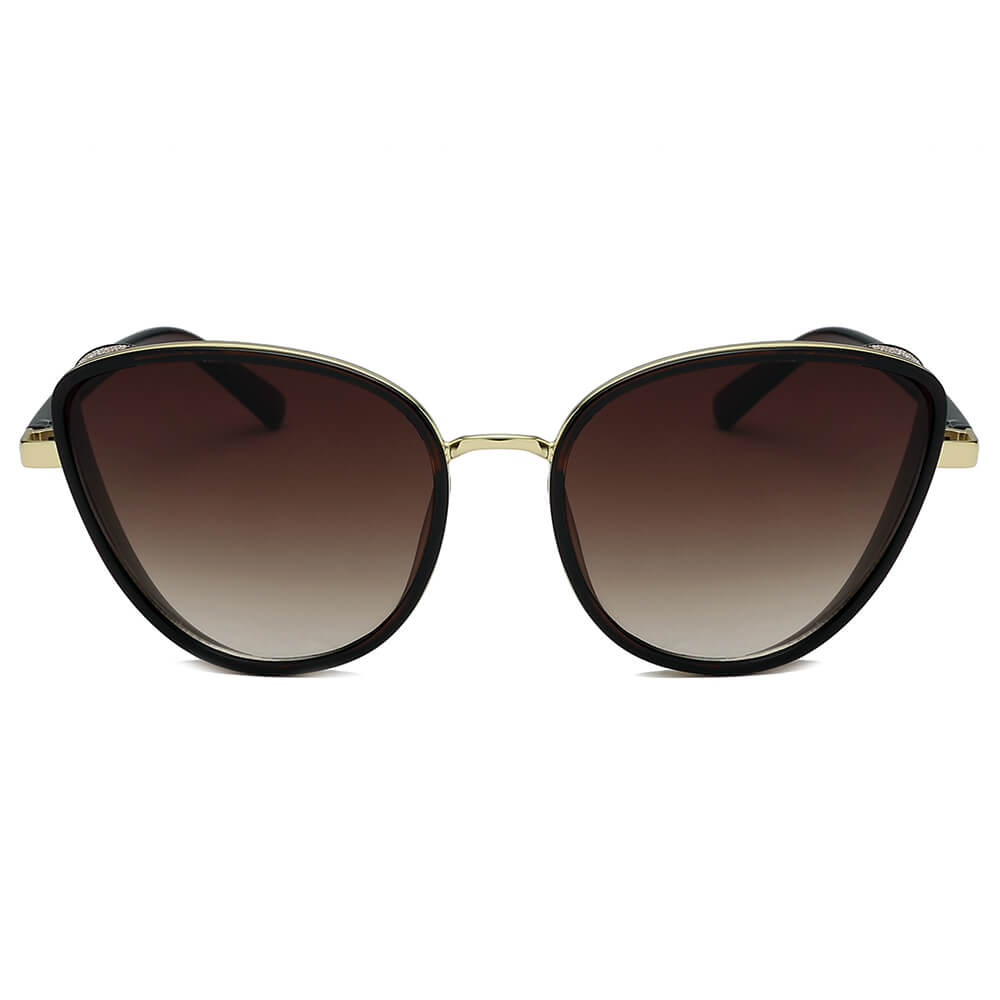 NARVA | S3031 - Women Sleek Glitter Glamour Cat Eye Feline Fashion Sunglasses - Cramilo Eyewear - Stylish Trendy Affordable Sunglasses Clear Glasses Eye Wear Fashion