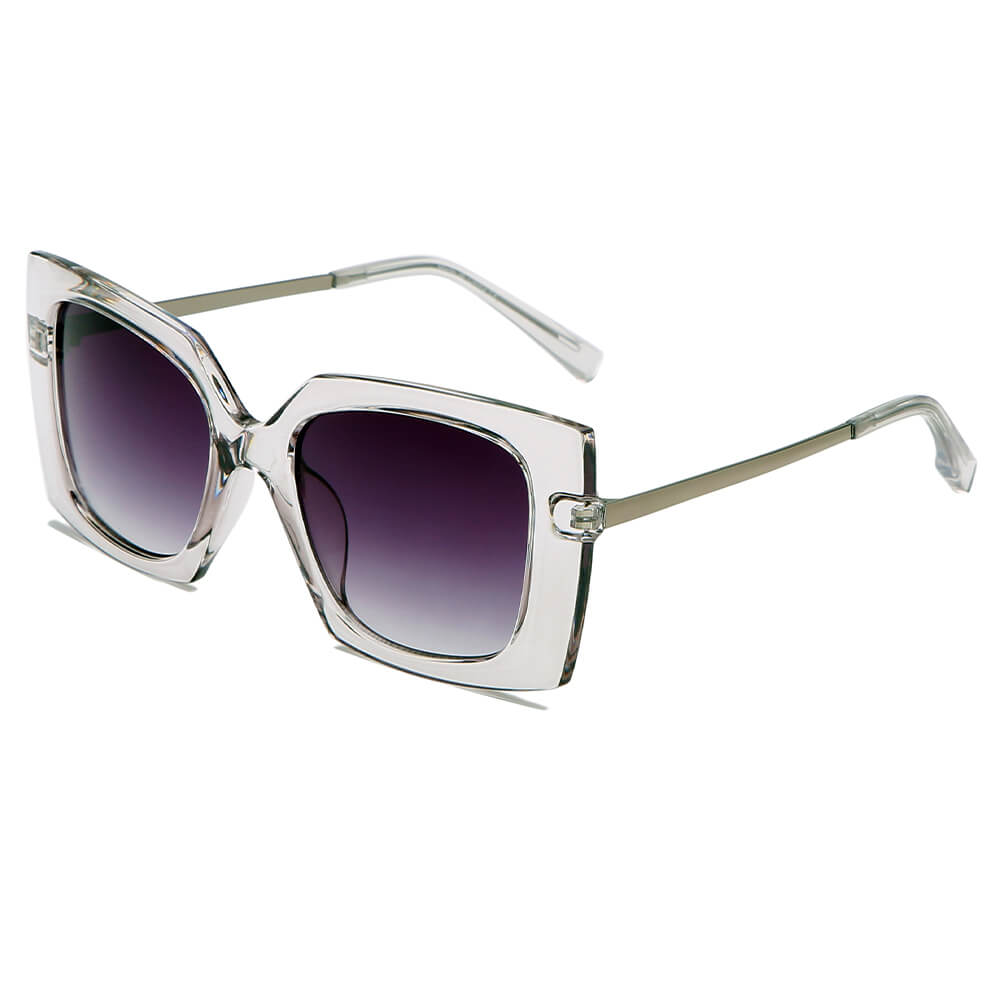 NAPOLI | S3030 - Women Oversized Jewel Diamond Look Square Fashion Sunglasses - Cramilo Eyewear - Stylish Trendy Affordable Sunglasses Clear Glasses Eye Wear Fashion