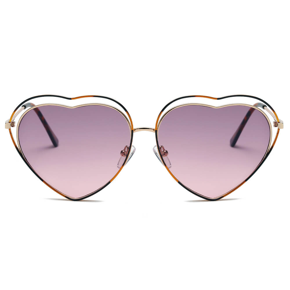 MESA | S3006 - Women Metal Halo Wire Art Heart Shape Color Lens Sunglasses - Cramilo Eyewear - Stylish Trendy Affordable Sunglasses Clear Glasses Eye Wear Fashion