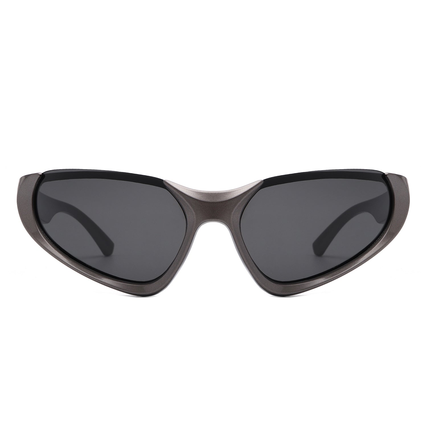 Dazzling - Rectangle Retro Fashion Wrap Around Sunglasses Ash