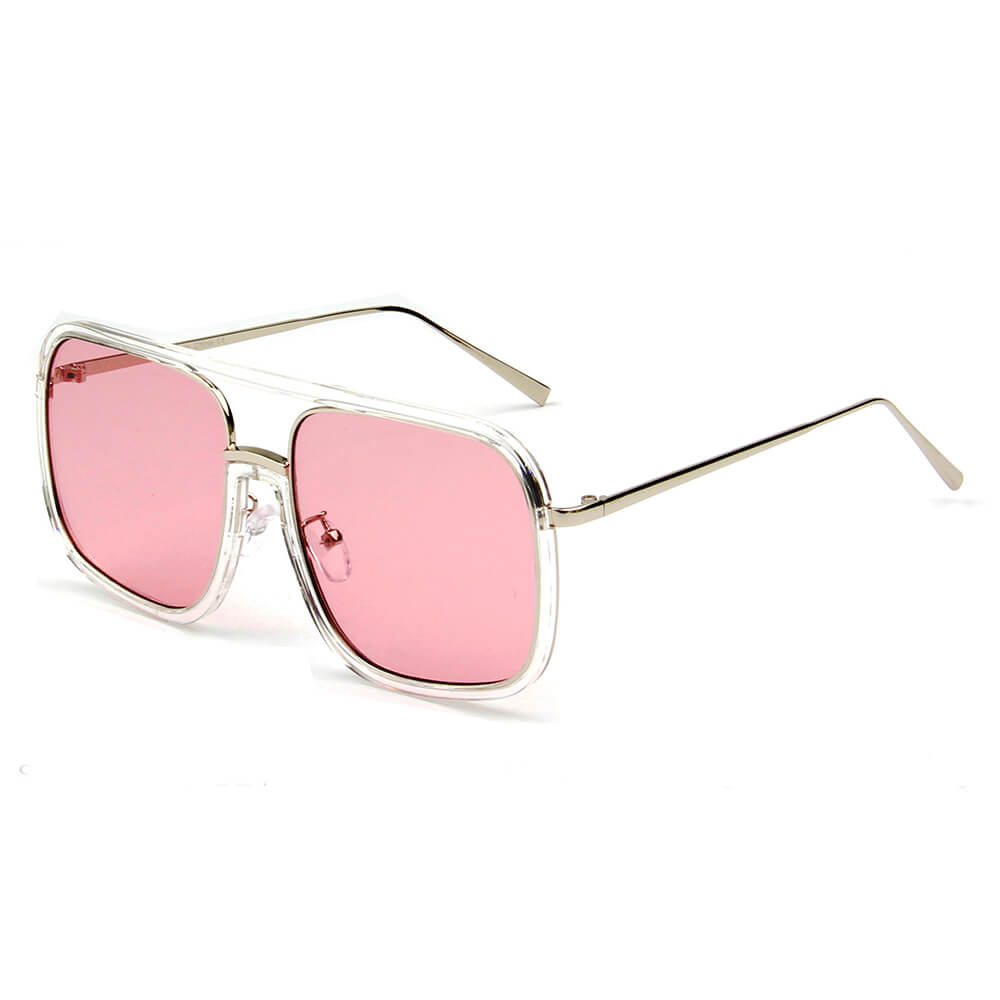 MAGNA | S3004 - Oversized Pillowed Square Fashion Rim Aviator Design Sunglasses - Cramilo Eyewear - Stylish Trendy Affordable Sunglasses Clear Glasses Eye Wear Fashion