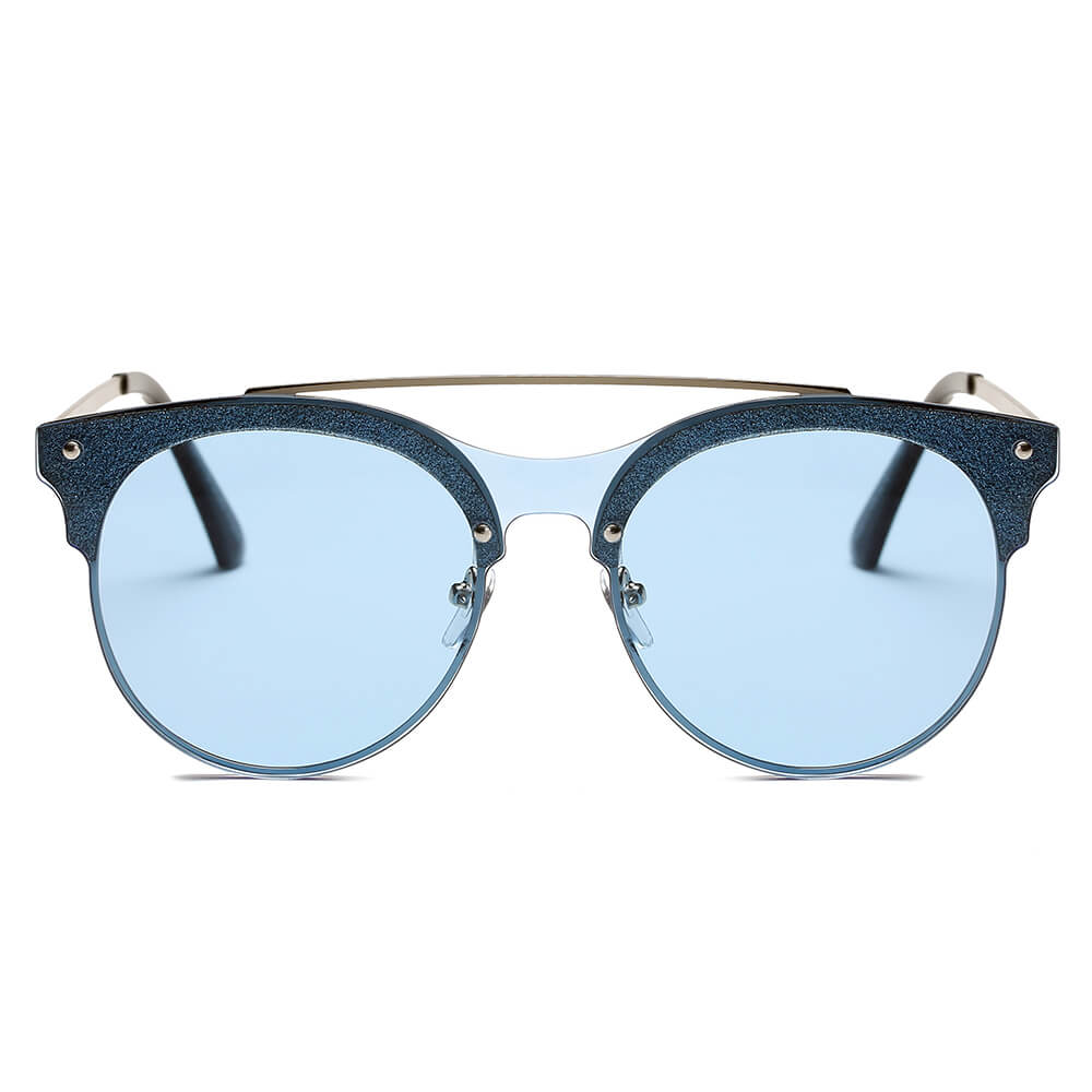 ENDICOTT | S3011 - Round Circle Brow-Bar Tinted Lens Sunglasses - Cramilo Eyewear - Stylish Trendy Affordable Sunglasses Clear Glasses Eye Wear Fashion