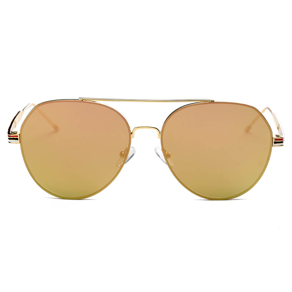 ERIE | S2006 - Modern Teardrop Aviator Flat Mirrored Flat Lens Sunglasses - Cramilo Eyewear - Stylish Trendy Affordable Sunglasses Clear Glasses Eye Wear Fashion