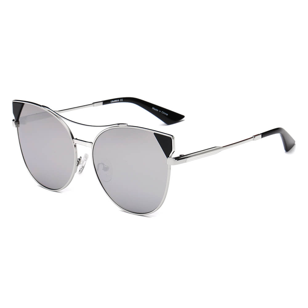 ASPEN | CA02K - Womens Trendy Mirrored Lens Cat Eye Sunglasses - Cramilo Eyewear - Stylish Trendy Affordable Sunglasses Clear Glasses Eye Wear Fashion