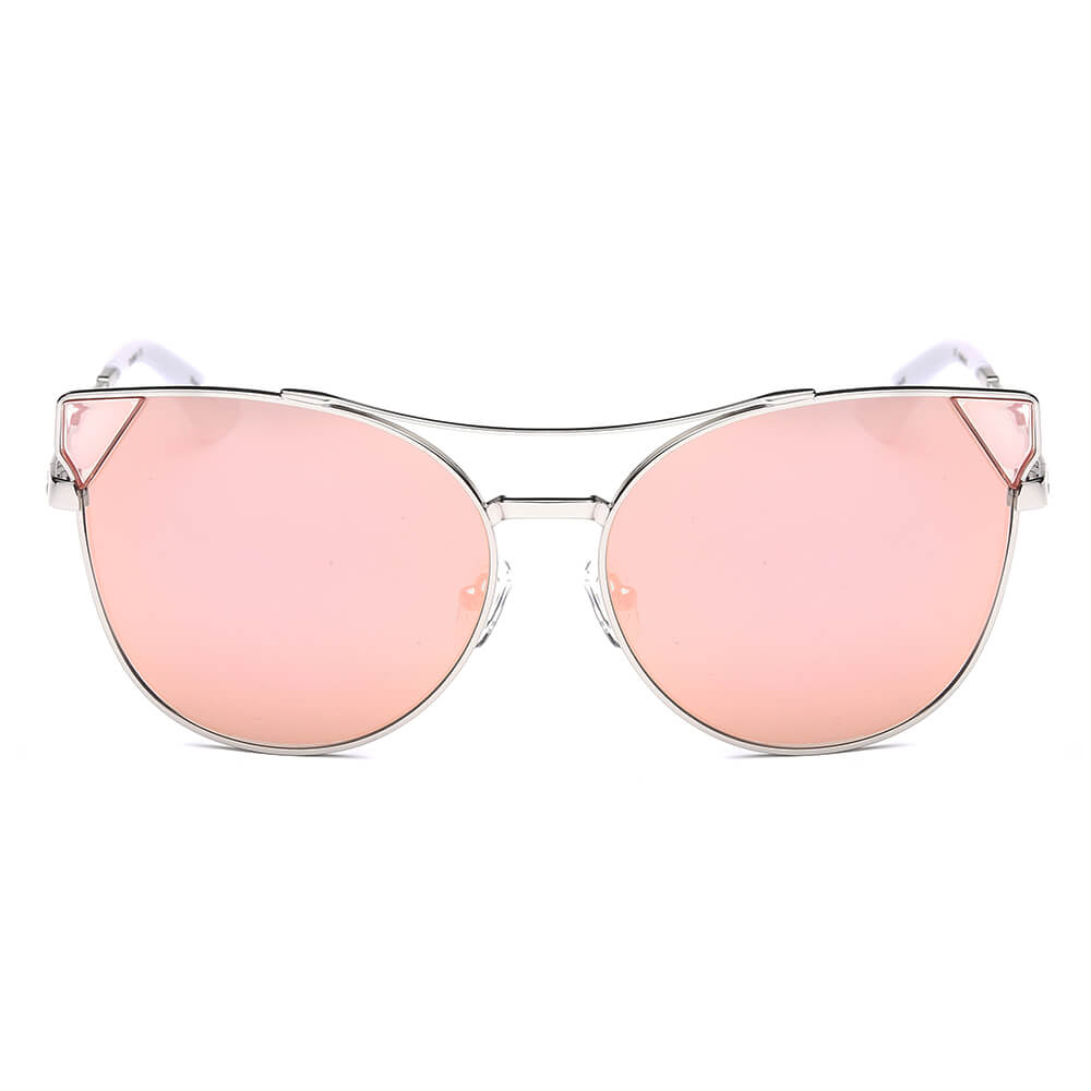 ASPEN | CA02K - Womens Trendy Mirrored Lens Cat Eye Sunglasses - Cramilo Eyewear - Stylish Trendy Affordable Sunglasses Clear Glasses Eye Wear Fashion