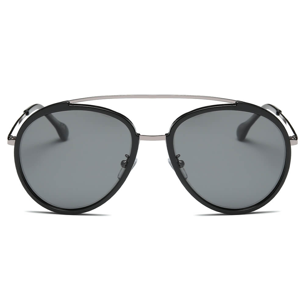 FARMINDALE | CA13 - Polarized Circle Round Brow-Bar Fashion Sunglasses - Cramilo Eyewear - Stylish Trendy Affordable Sunglasses Clear Glasses Eye Wear Fashion