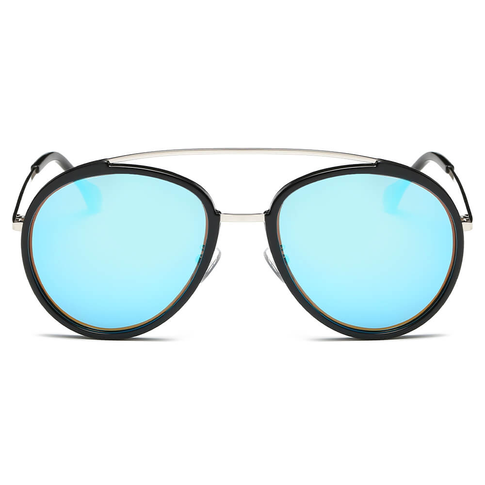 FARMINDALE | CA13 - Polarized Circle Round Brow-Bar Fashion Sunglasses - Cramilo Eyewear - Stylish Trendy Affordable Sunglasses Clear Glasses Eye Wear Fashion