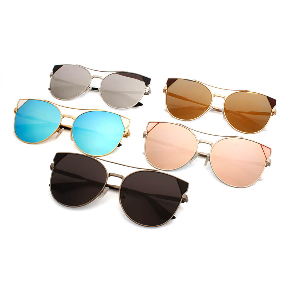 ASPEN | CA02K - Womens Trendy Mirrored Lens Cat Eye Sunglasses - Cramilo Eyewear - Stylish Trendy Affordable Sunglasses Clear Glasses Eye Wear Fashion