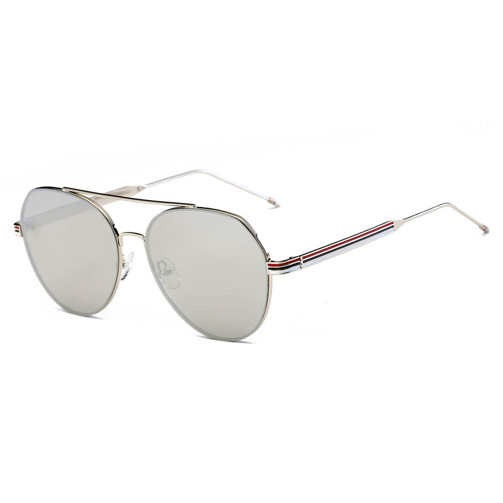 ERIE | S2006 - Modern Teardrop Aviator Flat Mirrored Flat Lens Sunglasses - Cramilo Eyewear - Stylish Trendy Affordable Sunglasses Clear Glasses Eye Wear Fashion