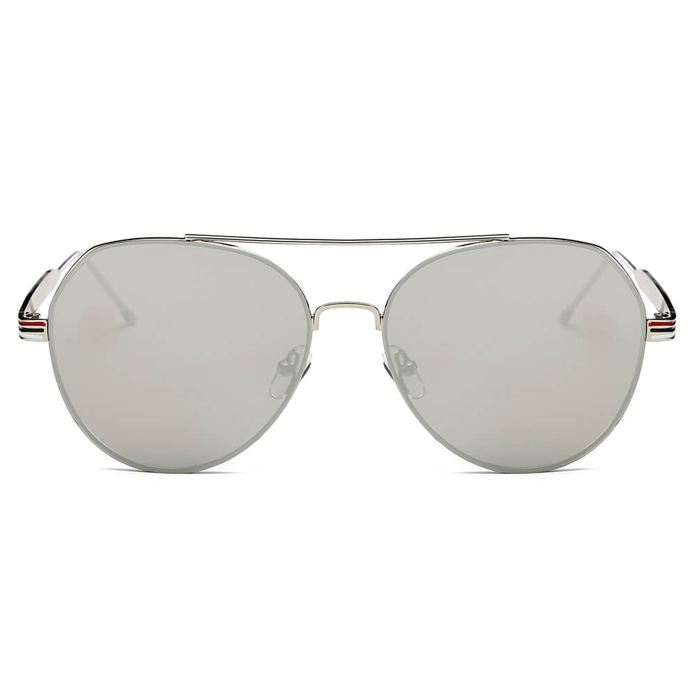 ERIE | S2006 - Modern Teardrop Aviator Flat Mirrored Flat Lens Sunglasses - Cramilo Eyewear - Stylish Trendy Affordable Sunglasses Clear Glasses Eye Wear Fashion