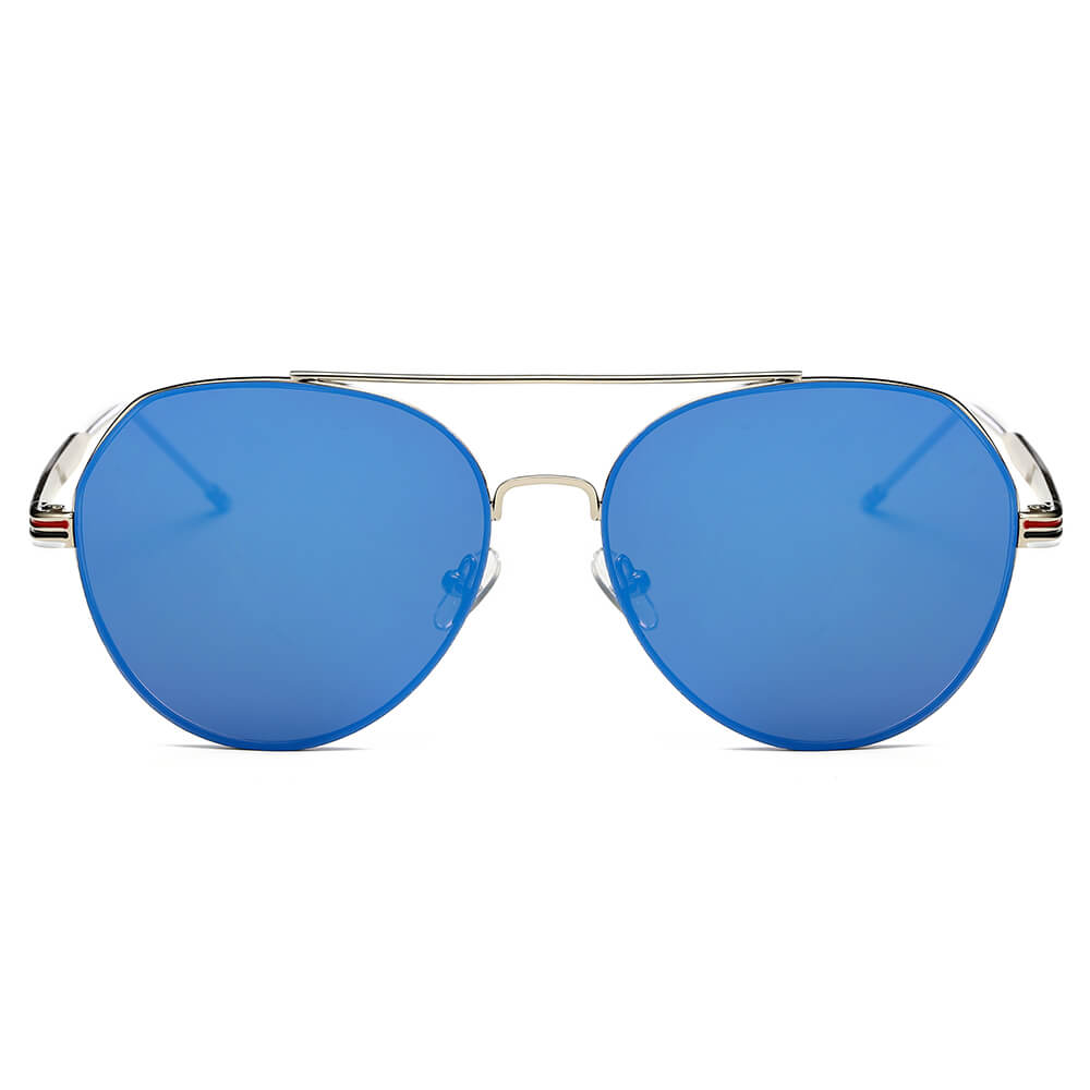 ERIE | S2006 - Modern Teardrop Aviator Flat Mirrored Flat Lens Sunglasses - Cramilo Eyewear - Stylish Trendy Affordable Sunglasses Clear Glasses Eye Wear Fashion