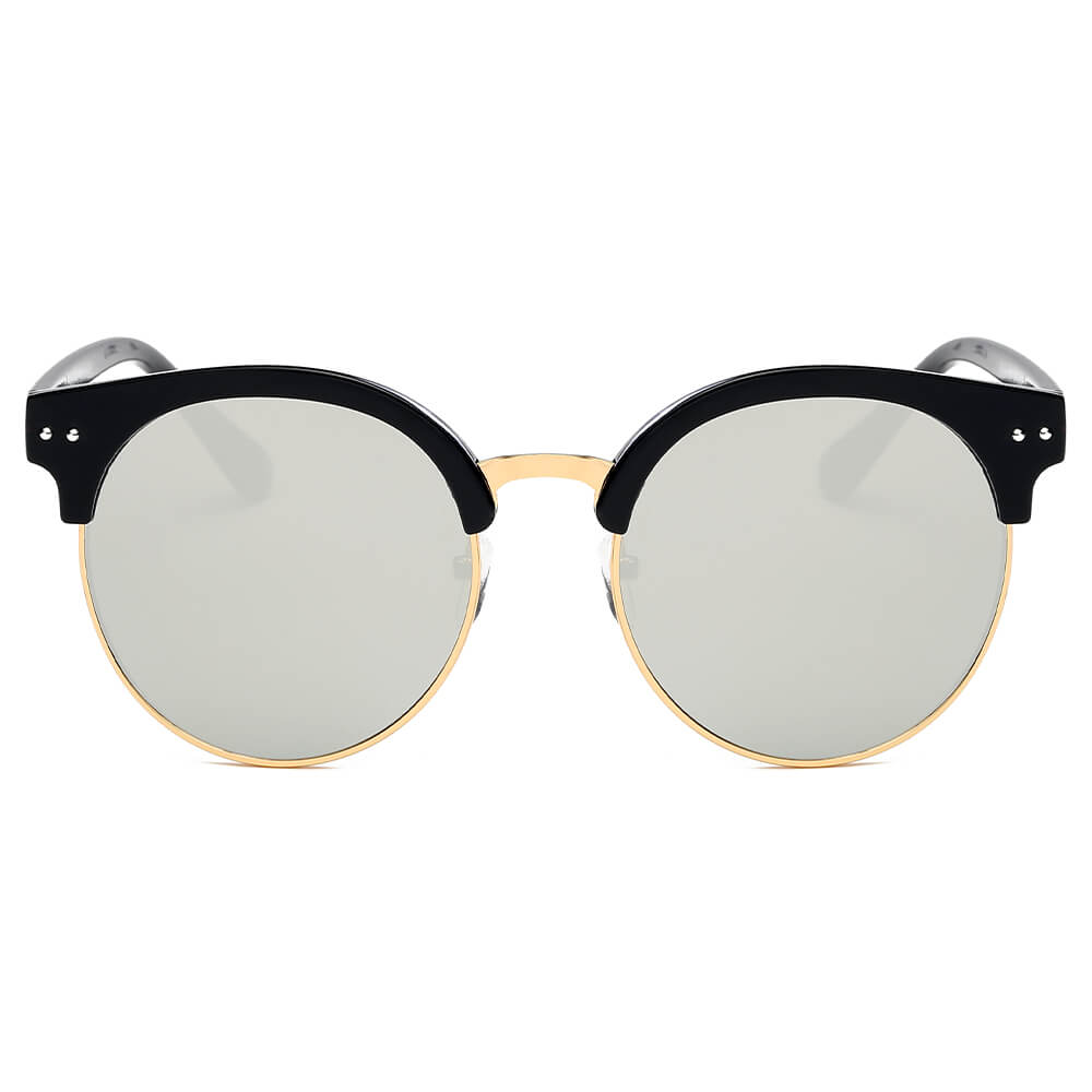 JERMYN | D66 - Retro Vintage Fashion Round Clumbaster Flat Lens Design Sunglasses - Cramilo Eyewear - Stylish Trendy Affordable Sunglasses Clear Glasses Eye Wear Fashion
