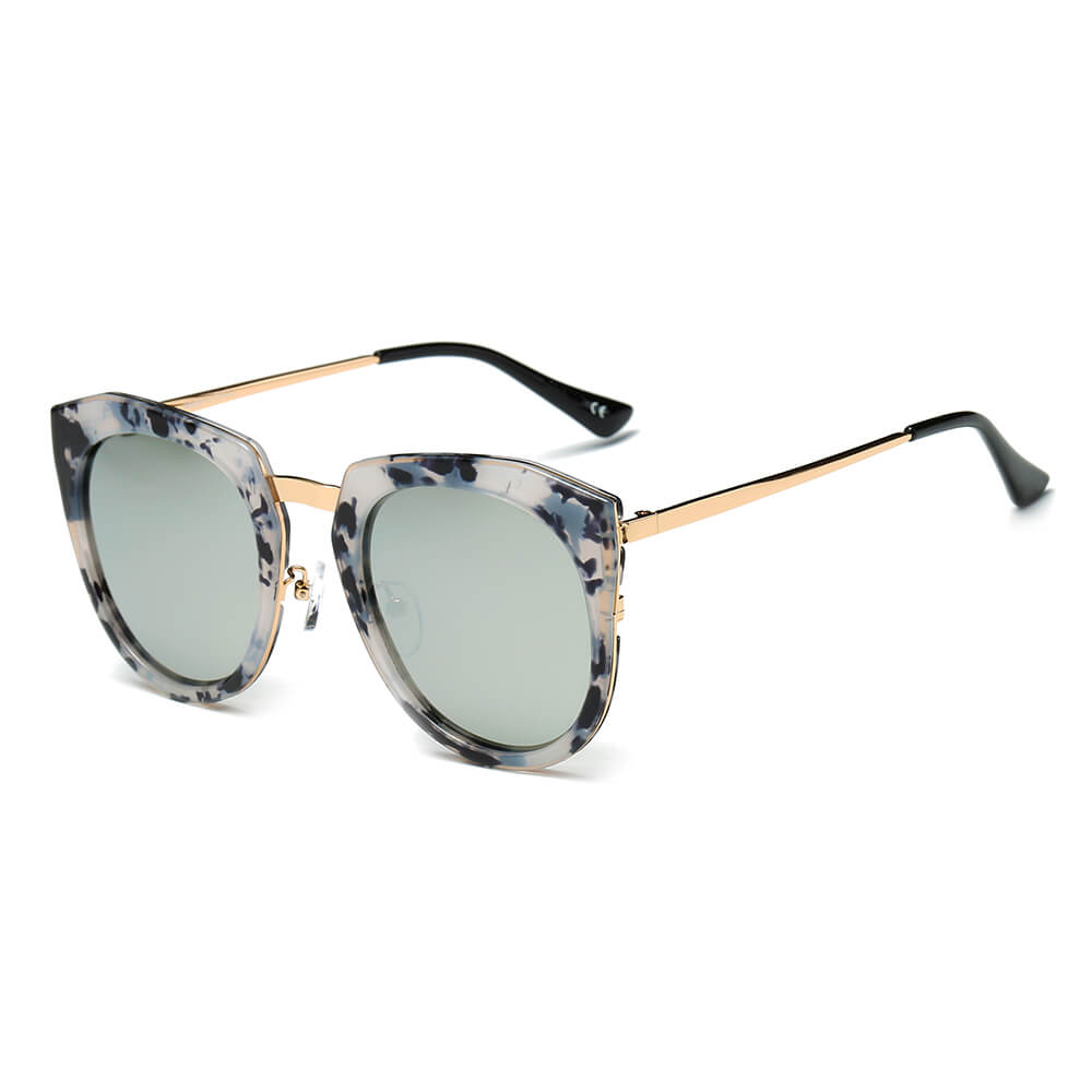 FERNDALE | CA12 - Mirrored Polarized Lens Oversize Cat Eye Sunglasses - Cramilo Eyewear - Stylish Trendy Affordable Sunglasses Clear Glasses Eye Wear Fashion