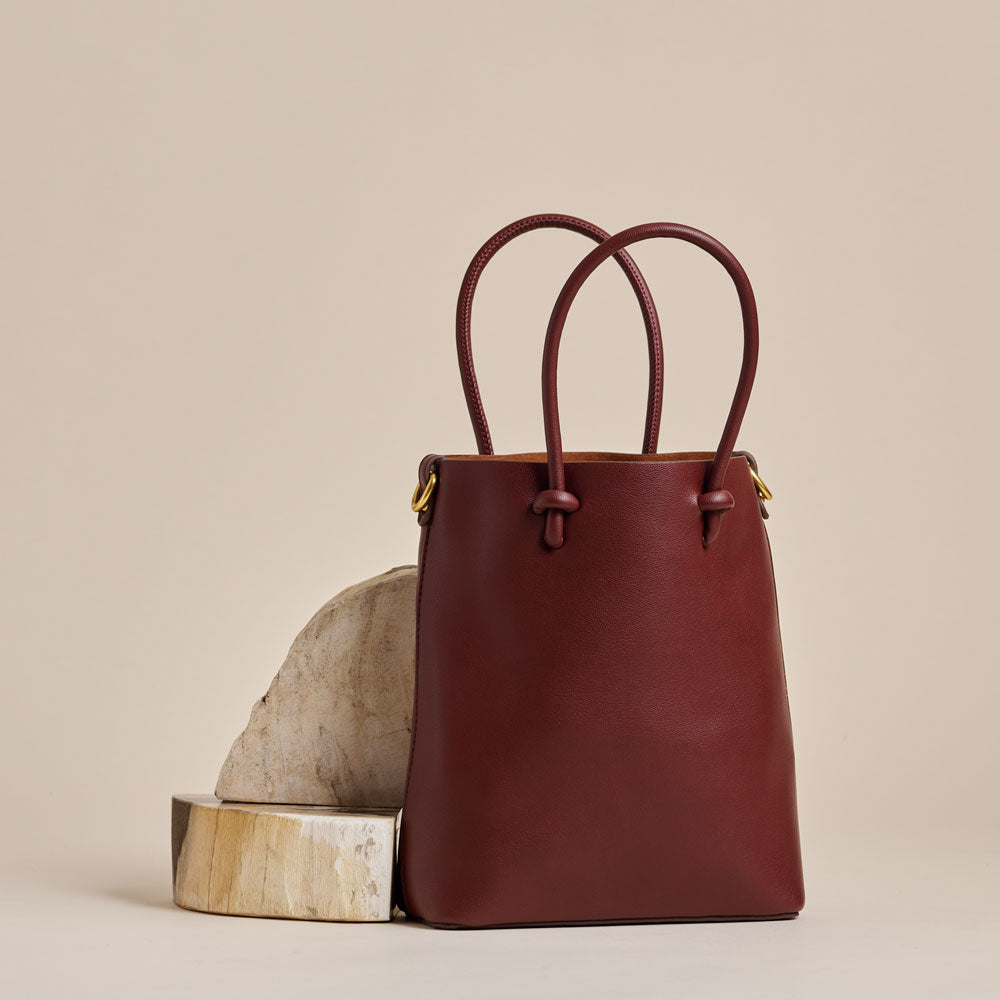 Melie Bianco Luxury Vegan Leather Bailey Crossbody Bag in Burgundy